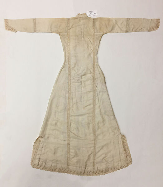 Ensemble, Silk, cotton, linen, metal wrapped thread, and sequins; embroidered