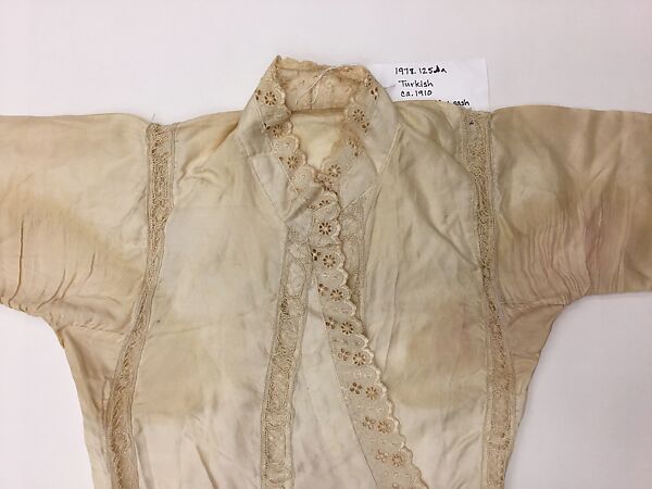 Ensemble, Silk, cotton, linen, metal wrapped thread, and sequins; embroidered