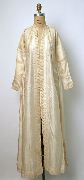 Ensemble, Silk, cotton, linen, metal wrapped thread, and sequins; embroidered 
