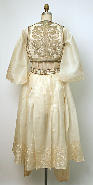 Ensemble, Wool, silk, metal, leather; embroidered