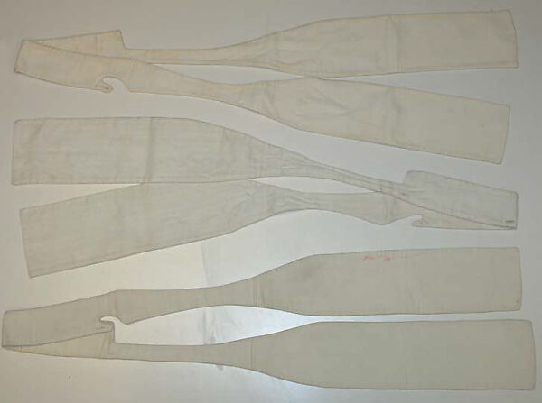 Riding habit, (a, b) Busvines &amp; Co. Paris (French), (a-c) wool
(d) linen
(e-h) cotton
(i) wool
(j, k) leather
(l-q) wood, French