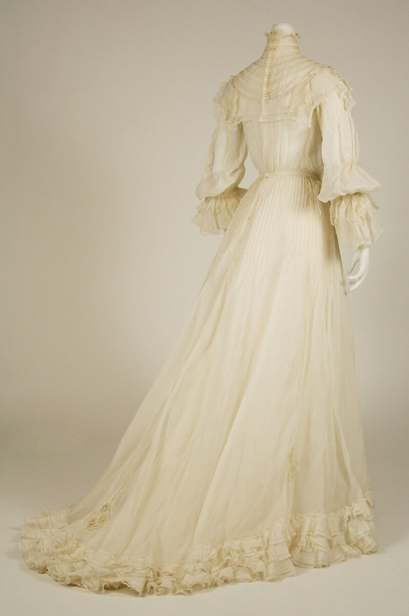 Wedding Ensemble, linen, cotton, silk, American