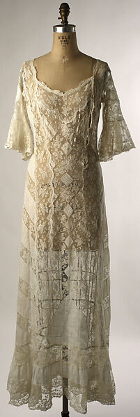 Morning dress, linen, cotton, probably American 