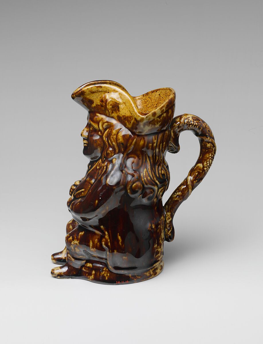 Toby Jug, Designed by Daniel Greatbatch (active 1838–ca. 1861), Mottled brown earthenware, American