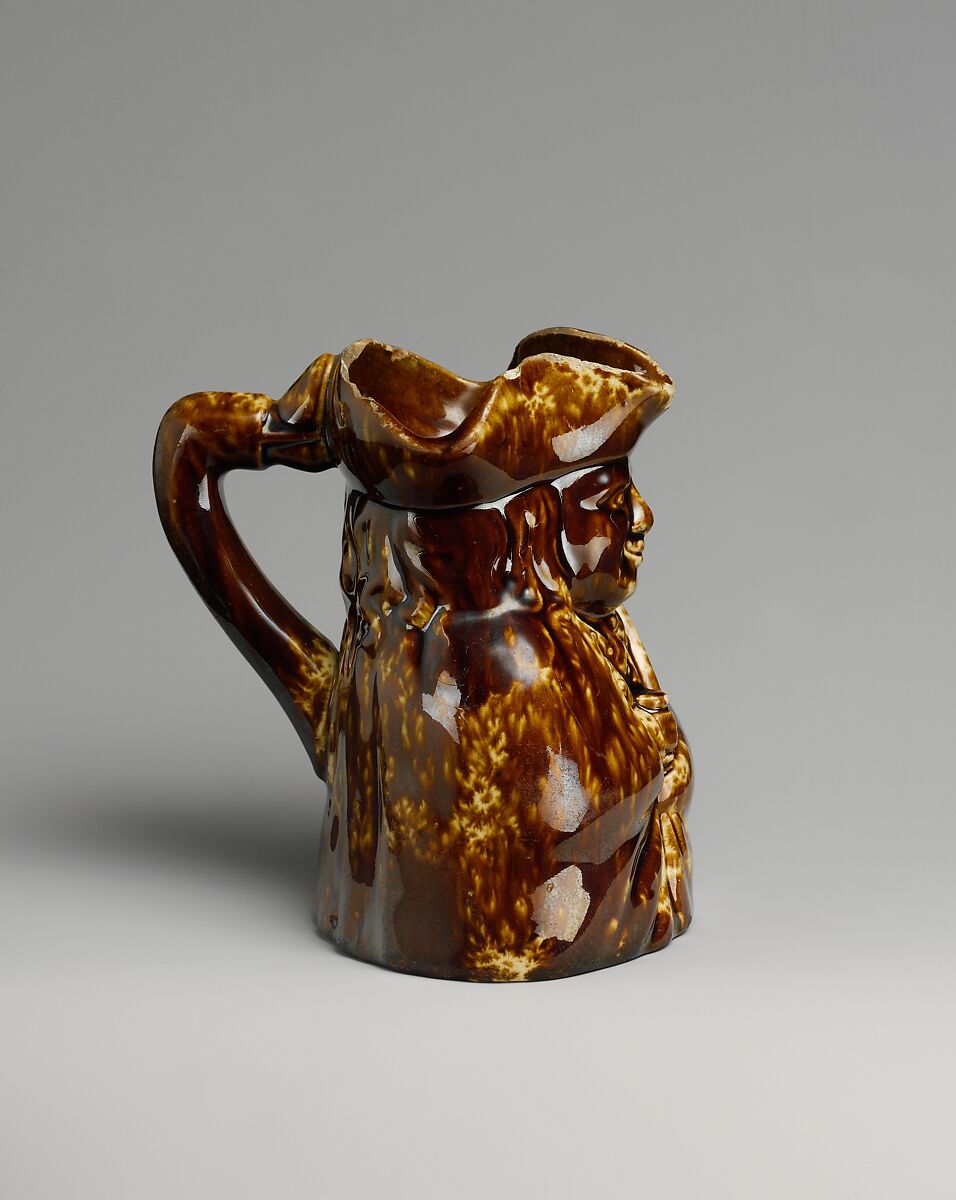 Toby Jug, Lyman, Fenton &amp; Co. (1849–52), Mottled brown earthenware, American 