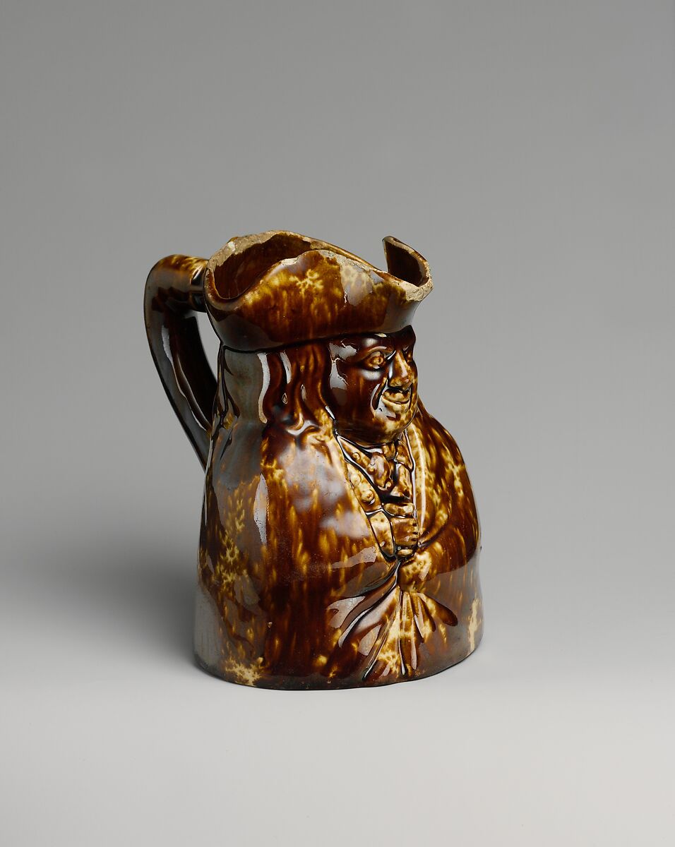 Toby Jug, Lyman, Fenton &amp; Co. (1849–52), Mottled brown earthenware, American