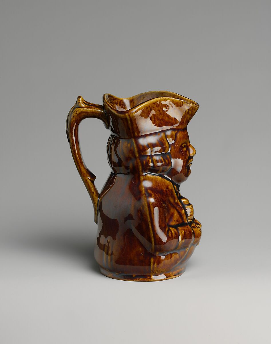 Toby Mug, Mottled brown earthenware, American