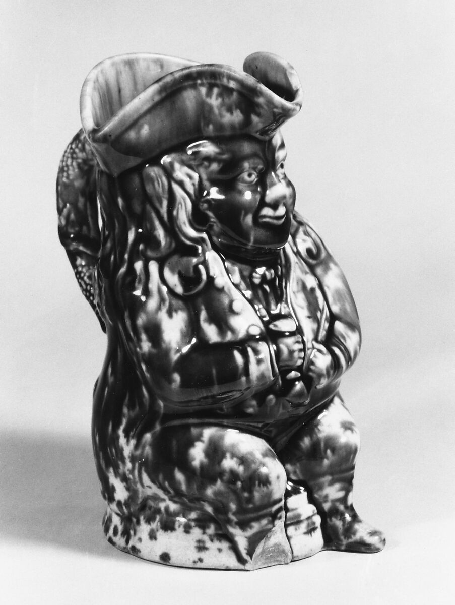 Toby Pitcher, Lyman, Fenton &amp; Co. (1849–52), Mottled brown earthenware, American