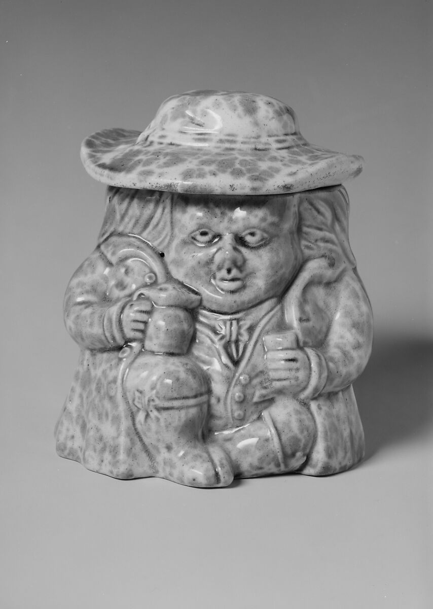 Toby snuff jar, United States Pottery Company (1852–58), Earthenware, American