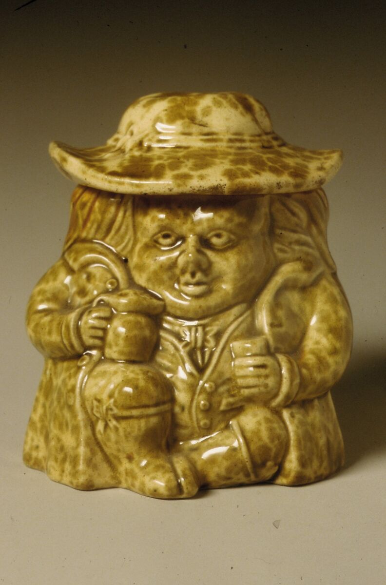 Toby snuff jar, United States Pottery Company (1852–58), Earthenware, American