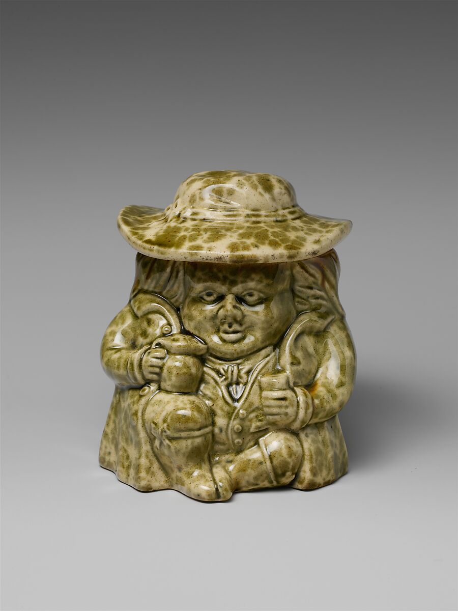 Toby snuff jar, United States Pottery Company (1852–58), Earthenware, American 