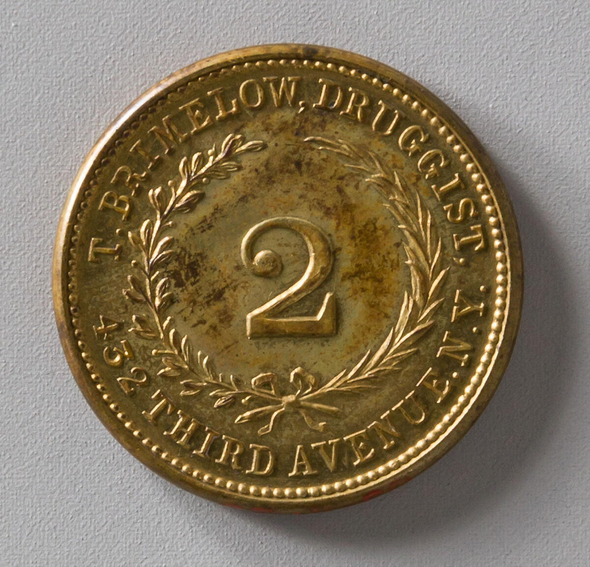 Medal, Probably gilt brass