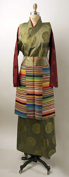 Ensemble, (a) silk; (b) silk, metal, cotton; (c) silk, metal, Tibet 