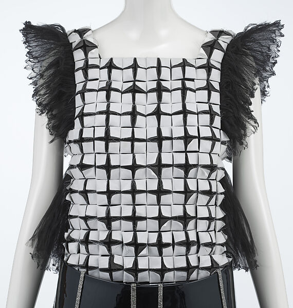 Ensemble, House of Chanel (French, founded 1910), silk, leather, metal, glass, French
