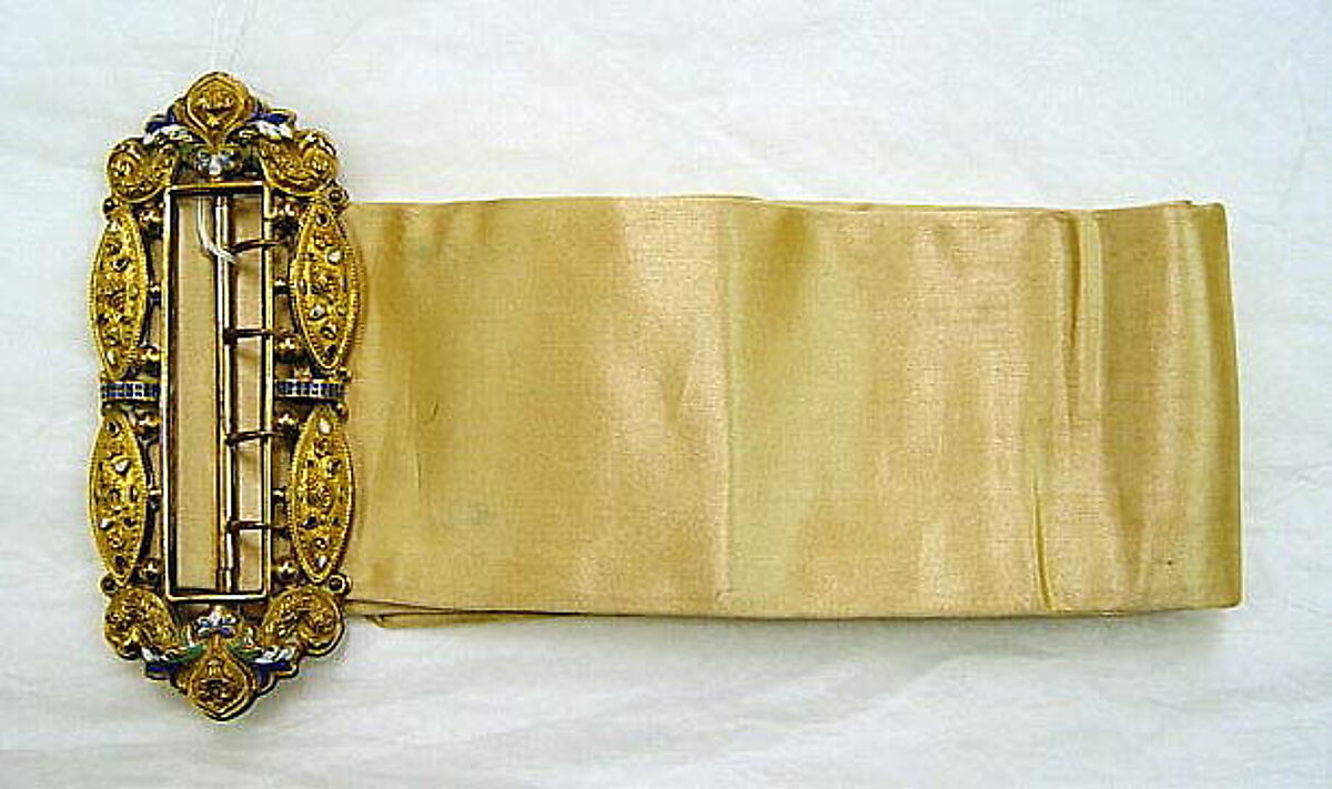 Belt, (a) silk; (b) metal, enamel, American or European 