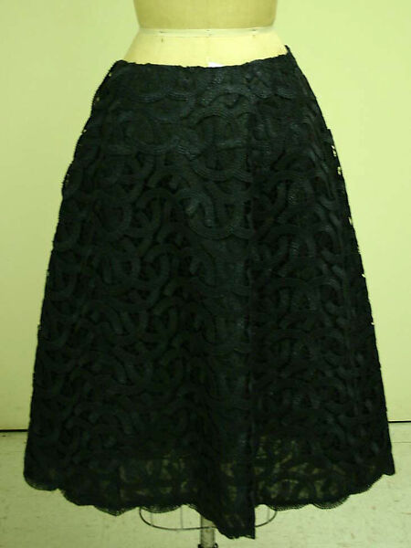 Evening ensemble, House of Balmain (French, founded 1945), (a, b) straw, silk; (c, d) silk; (e, f) leather, silk, French