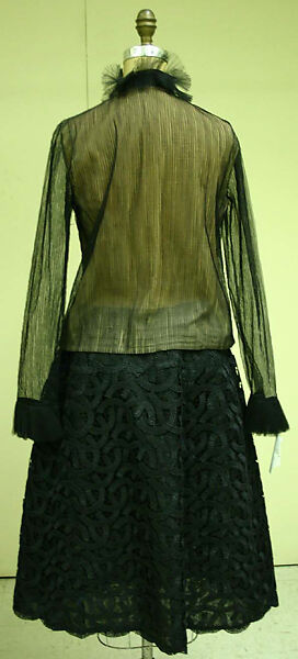 Evening ensemble, House of Balmain (French, founded 1945), (a, b) straw, silk; (c, d) silk; (e, f) leather, silk, French