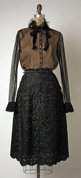Evening ensemble, House of Balmain (French, founded 1945), (a, b) straw, silk; (c, d) silk; (e, f) leather, silk, French