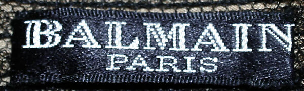 Evening ensemble, House of Balmain (French, founded 1945), (a, b) straw, silk; (c, d) silk; (e, f) leather, silk, French