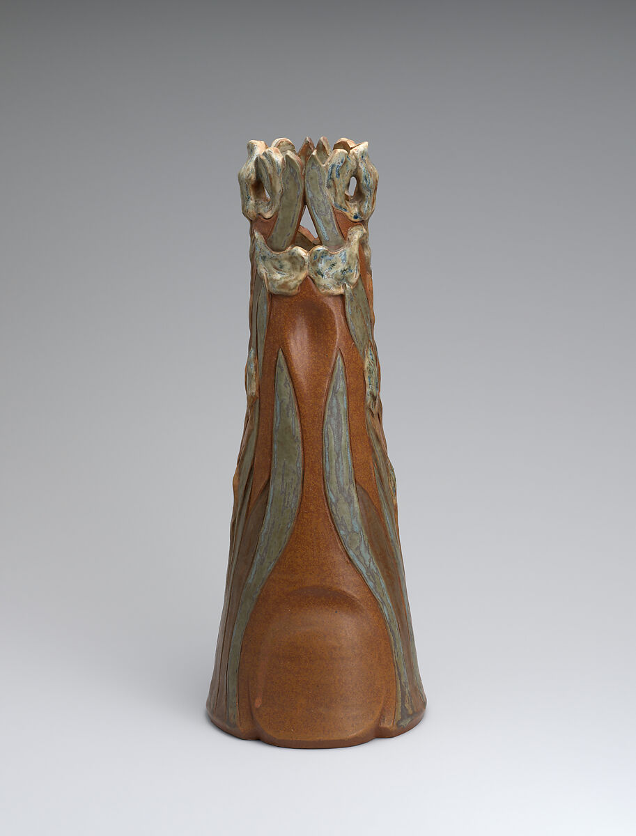 Vase with iris, Lucien Jules Clément d'Eaubonne (French, b. 1870), Glazed stoneware, French, Sèvres