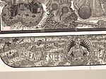 A Monkey Mountain Kronikle, Tom Hück (American, born 1971), Woodcut, printed recto and verso on four sheets of Torinoko Japanese Paper using Tom Hück's Outlaw Black Relief Ink by Gamblin and an overleaf printed on black paper with white ink; the three leaves of the triptych connected with stickers