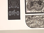 A Monkey Mountain Kronikle, Tom Hück (American, born 1971), Woodcut, printed recto and verso on four sheets of Torinoko Japanese Paper using Tom Hück's Outlaw Black Relief Ink by Gamblin and an overleaf printed on black paper with white ink; the three leaves of the triptych connected with stickers