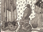 A Monkey Mountain Kronikle, Tom Hück (American, born 1971), Woodcut, printed recto and verso on four sheets of Torinoko Japanese Paper using Tom Hück's Outlaw Black Relief Ink by Gamblin and an overleaf printed on black paper with white ink; the three leaves of the triptych connected with stickers
