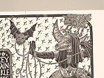 A Monkey Mountain Kronikle, Tom Hück (American, born 1971), Woodcut, printed recto and verso on four sheets of Torinoko Japanese Paper using Tom Hück's Outlaw Black Relief Ink by Gamblin and an overleaf printed on black paper with white ink; the three leaves of the triptych connected with stickers