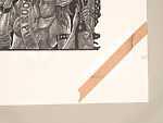 A Monkey Mountain Kronikle, Tom Hück (American, born 1971), Woodcut, printed recto and verso on four sheets of Torinoko Japanese Paper using Tom Hück's Outlaw Black Relief Ink by Gamblin and an overleaf printed on black paper with white ink; the three leaves of the triptych connected with stickers