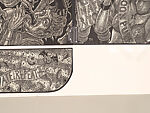 A Monkey Mountain Kronikle, Tom Hück (American, born 1971), Woodcut, printed recto and verso on four sheets of Torinoko Japanese Paper using Tom Hück's Outlaw Black Relief Ink by Gamblin and an overleaf printed on black paper with white ink; the three leaves of the triptych connected with stickers