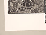 A Monkey Mountain Kronikle, Tom Hück (American, born 1971), Woodcut, printed recto and verso on four sheets of Torinoko Japanese Paper using Tom Hück's Outlaw Black Relief Ink by Gamblin and an overleaf printed on black paper with white ink; the three leaves of the triptych connected with stickers