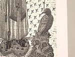 A Monkey Mountain Kronikle, Tom Hück (American, born 1971), Woodcut, printed recto and verso on four sheets of Torinoko Japanese Paper using Tom Hück's Outlaw Black Relief Ink by Gamblin and an overleaf printed on black paper with white ink; the three leaves of the triptych connected with stickers