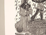 A Monkey Mountain Kronikle, Tom Hück (American, born 1971), Woodcut, printed recto and verso on four sheets of Torinoko Japanese Paper using Tom Hück's Outlaw Black Relief Ink by Gamblin and an overleaf printed on black paper with white ink; the three leaves of the triptych connected with stickers