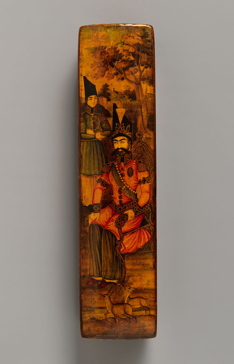 Penbox with Portrait of Nasir al-Din Shah Qajar, Papier-mache; painted and varnished