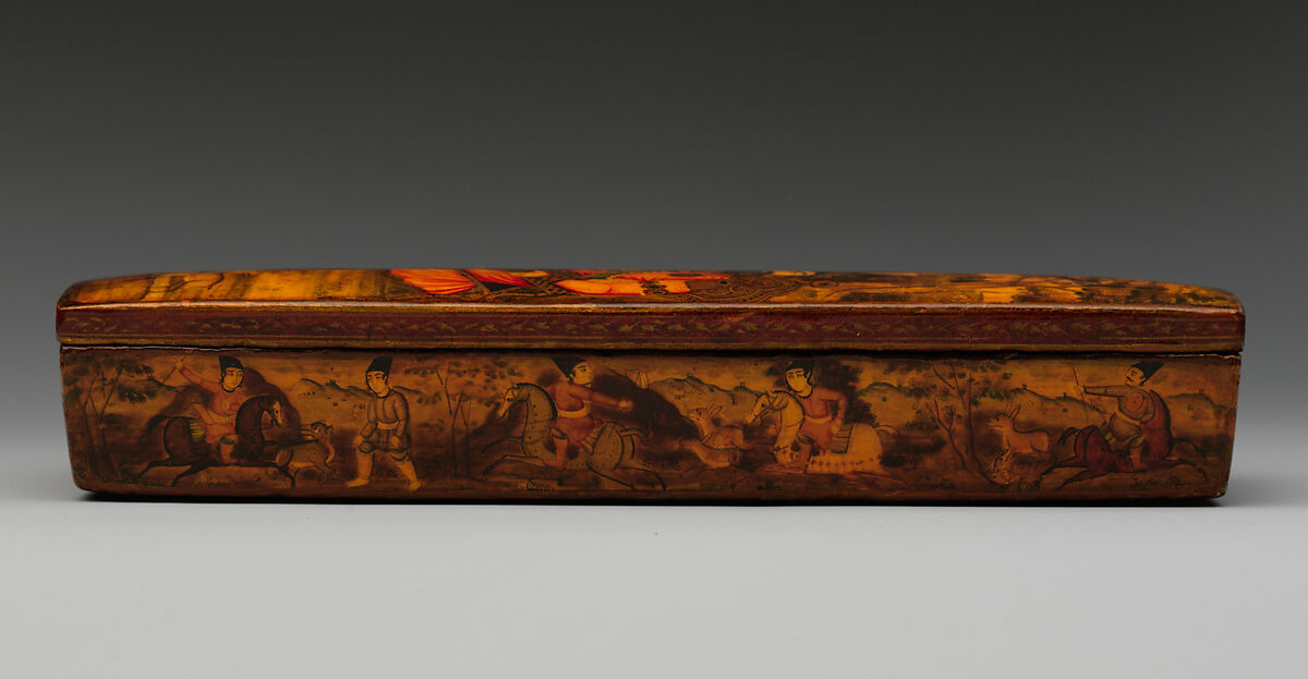 Penbox with Portrait of Nasir al-Din Shah Qajar, Papier-mache; painted and varnished