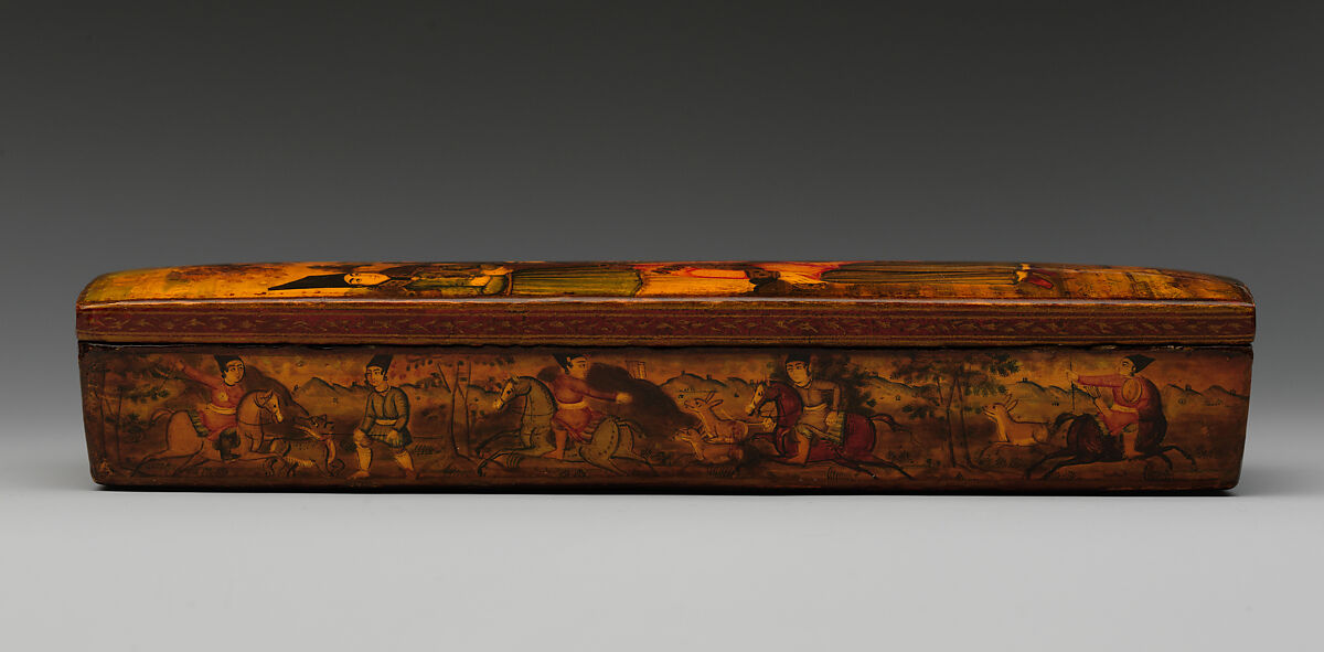 Penbox with Portrait of Nasir al-Din Shah Qajar, Papier-mache; painted and varnished