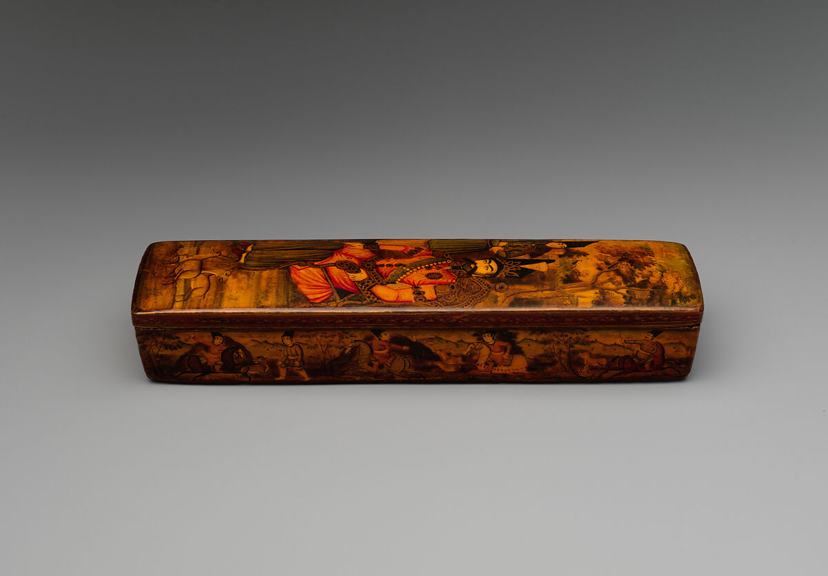 Penbox with Portrait of Nasir al-Din Shah Qajar, Papier-mache; painted and varnished