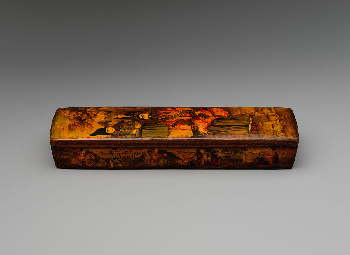 Penbox with Portrait of Nasir al-Din Shah Qajar, Papier-mache; painted and varnished