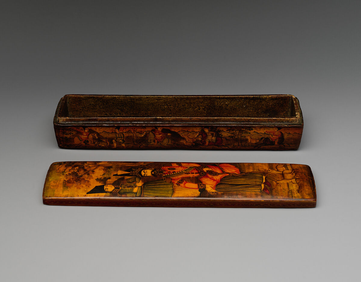 Penbox with Portrait of Nasir al-Din Shah Qajar, Papier-mache; painted and varnished
