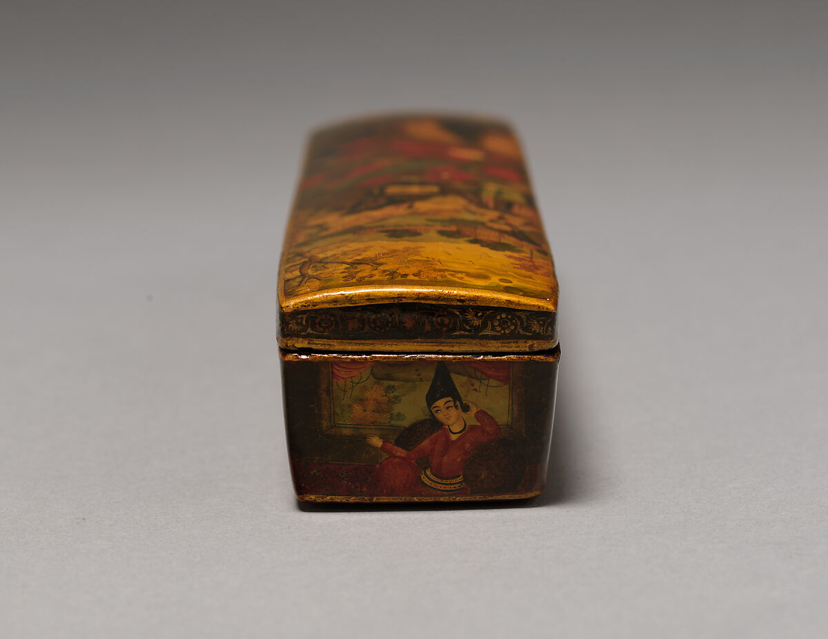 Penbox with Portrait of Muhammad Shah Qajar, Papier-mache; painted and varnished