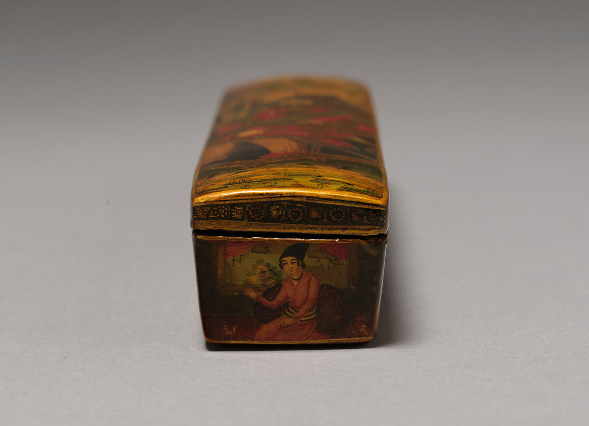 Penbox with Portrait of Muhammad Shah Qajar, Papier-mache; painted and varnished