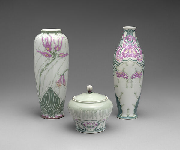 Vase, Edward Colonna (German, Mulheim an der Ruhr 1862–1948 Nice), Hard-paste porcelain with colored slip decoration, French, Limoges