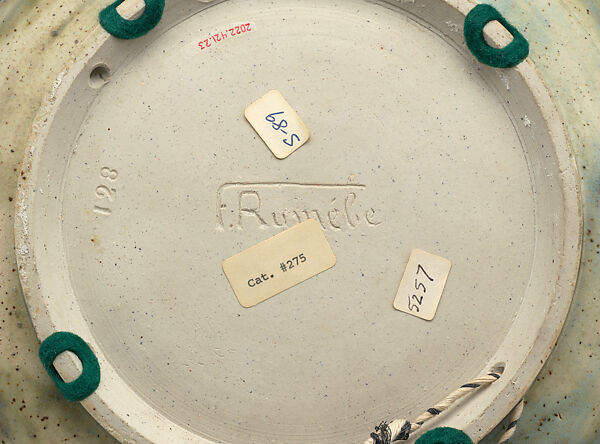 Wall plaque with flowering mimosa, Fernand Rumèbe (French, 1874–1952), Glazed stoneware, French, Paris