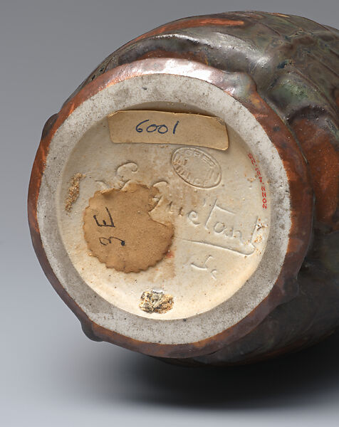 Vase with thistle leaves, Gustave Guéttant (French, 1873–1953), Glazed stoneware, French, Nancy