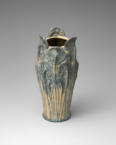Vase with flowering plants, Mougin Frères (French, established in Paris, 1867; relocated to Nancy, 1906), Glazed stoneware, French, Nancy