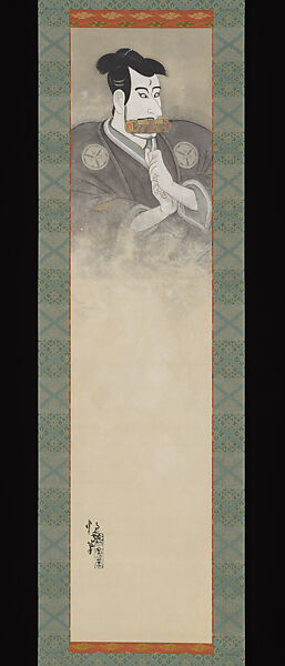 Ichikawa Danjūrō as Arajishi Otokonosuke and Matsumoto Kōshirō as Nikki Danjō, in a performance of Meiboku Sendai Hagi, Kitano Tsunetomi (Japanese, 1880–1947), Pair of hanging scrolls; ink, color, gold, silver, and mica on silk, Japan