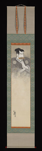 Ichikawa Danjūrō as Arajishi Otokonosuke and Matsumoto Kōshirō as Nikki Danjō, in a performance of Meiboku Sendai Hagi, Kitano Tsunetomi (Japanese, 1880–1947), Pair of hanging scrolls; ink, color, gold, silver, and mica on silk, Japan