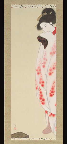 Stomping on a Christian Icon, Kitano Tsunetomi 北野恒富 (Japanese, 1880–1947), Hanging scroll; ink and color on silk, Japan 