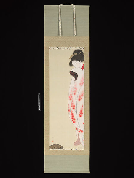 Stomping on a Christian Icon, Kitano Tsunetomi 北野恒富 (Japanese, 1880–1947), Hanging scroll; ink and color on silk, Japan