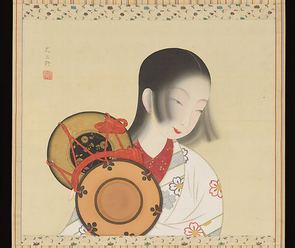 Tsuzumi (Hand Drum), Nakamura Daizaburō 中村大三郎 (Japanese, 1898–1947), Hanging scroll; ink and color on silk, Japan 